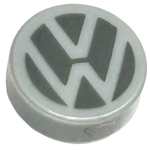 Tile, Round 1 x 1 with VW Logo Pattern
