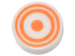 Tile, Round 1 x 1 with Concentric Orange Circles Pattern