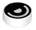 Tile, Round 1 x 1 with Black Eye with Pupil Half Circle Pattern