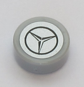 Tile, Round 1 x 1 with Black Mercedes-Benz Logo on Silver Background Pattern (Sticker) - Set 42043