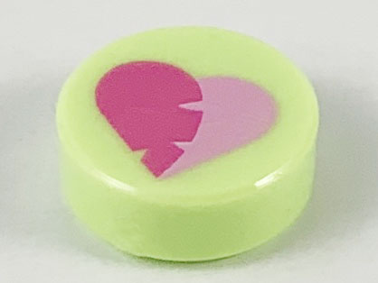 Tile, Round 1 x 1 with Dark Pink and Bright Pink Heart Pattern