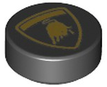 Tile, Round 1 x 1 with Lamborghini Bull Logo Pattern