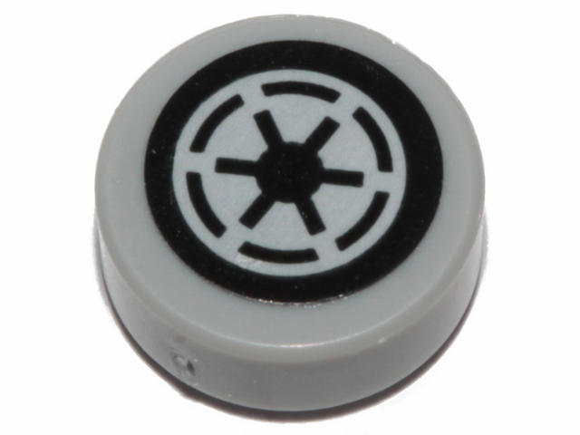 Tile, Round 1 x 1 with SW Emblem of the Galactic Republic with 6 Spokes Pattern (Sticker) - Set 75281