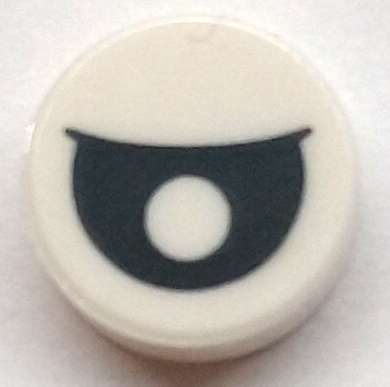Tile, Round 1 x 1 with Black Eye Partially Closed with Centered Pupil Pattern