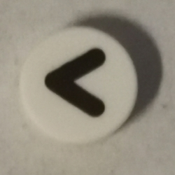 Tile, Round 1 x 1 with Black Eye Shut Tight / Letter V / Less Than Sign / Greater Than Sign (Thick Line) Pattern