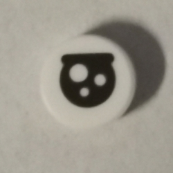 Tile, Round 1 x 1 with Black Circle Eye with White Spots and Partially Closed Straight Eyelid Pattern