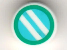 Tile, Round 1 x 1 with Medium Azure Circle with Stripes and Dark Turquoise Border Pattern