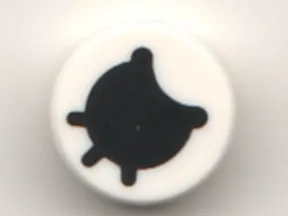 Tile, Round 1 x 1 with Black Circle Eye with Partially Closed Curved Eyelid and Eyelashes Pattern