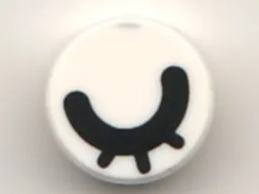Tile, Round 1 x 1 with Black Eye Closed with Eyelashes Pattern