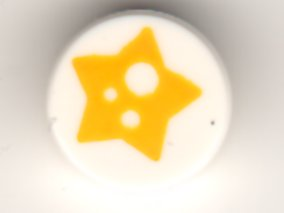 Tile, Round 1 x 1 with Yellow Star with White Spots Pattern