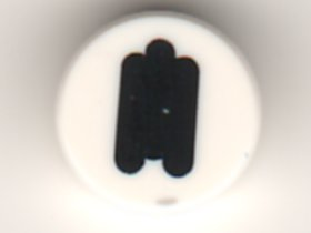 Tile, Round 1 x 1 with Black Squinting Eye Pattern