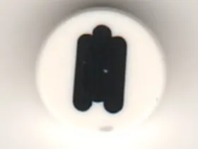 Tile, Round 1 x 1 with Black Squinting Eye Pattern