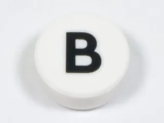 Tile, Round 1 x 1 with Black Capital Letter B Pattern