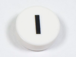 Tile, Round 1 x 1 with Black Capital Letter I Pattern