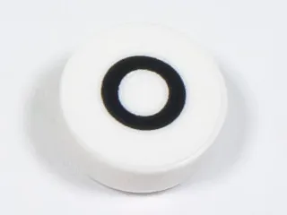 Tile, Round 1 x 1 with Black Capital Letter O Pattern