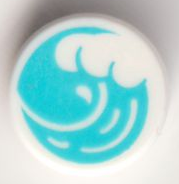 Tile, Round 1 x 1 with Cresting Wave on Medium Azure Background Pattern