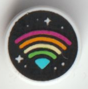 Tile, Round 1 x 1 with Stars and Rainbow WiFi Symbol on Black Background Pattern