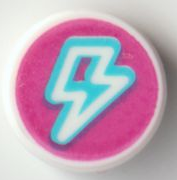 Tile, Round 1 x 1 with Medium Azure and White Lightning Bolt Profile on Magenta Background Pattern