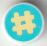 Tile, Round 1 x 1 with Bright Light Yellow Number Sign / Hash / Pound Sign (#) on Medium Azure Background Pattern