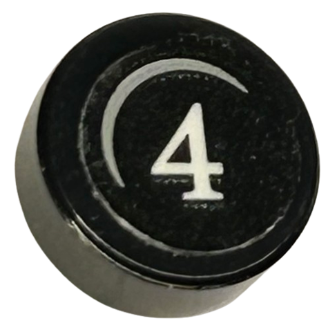 Tile, Round 1 x 1 with White Number 4 and Light Bluish Gray Crescent Pattern (Sticker) - Set 75968