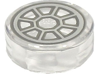 Tile, Round 1 x 1 with Dark Bluish Gray and Light Bluish Gray SW 8 Spoke Radial TIE Fighter Cockpit Pattern