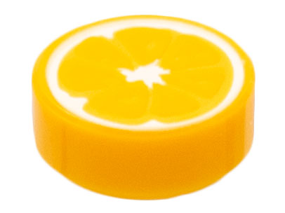 Tile, Round 1 x 1 with Orange Fruit Slice Pattern