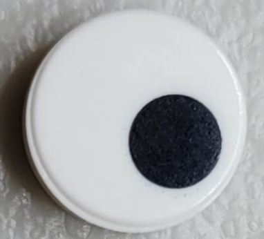 Tile, Round 1 x 1 with Small Black Circle / Eye Pupil Offset Pattern
