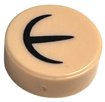 Tile, Round 1 x 1 with Black Curved and Straight Lines Pattern (HP Extendable Ear)