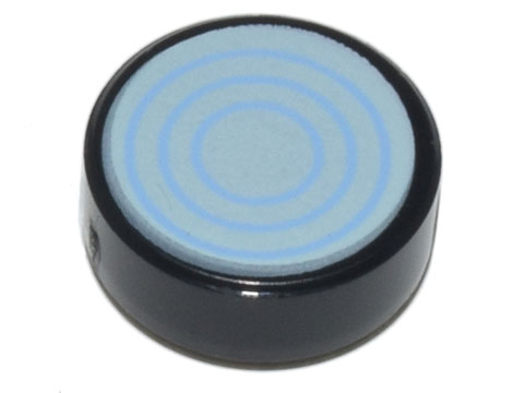 Tile, Round 1 x 1 with Bright Light Blue Concentric Circles, Open Center on Light Aqua Background Pattern (Super Mario Toady Lens)