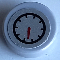 Tile, Round 1 x 1 with Silver Gauge with Red Pointer and Black Tick Marks Pattern (Sticker) - Set 42106
