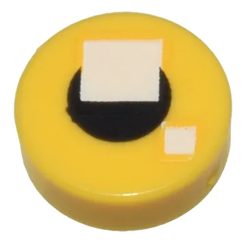 Tile, Round 1 x 1 with 2 White Squares on Small Black Circle Pattern (BrickHeadz Eye)
