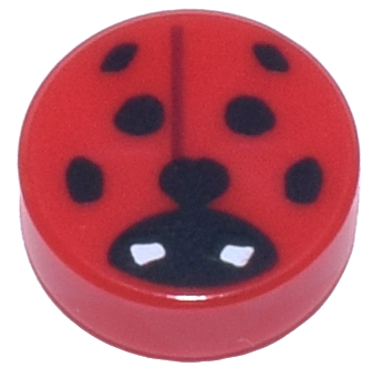 Tile, Round 1 x 1 with Ladybug, Small White Eyes Pattern