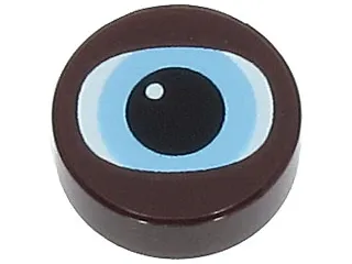 Tile, Round 1 x 1 with White and Bright Light Blue Chewbacca Eye with Black Pupil Pattern