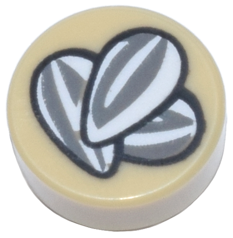 Tile, Round 1 x 1 with Dark Bluish Gray and White Sunflower Seeds Pattern