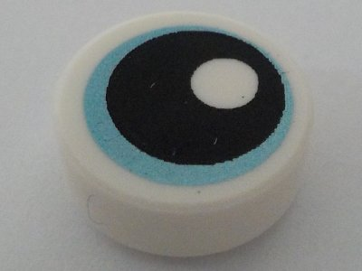 Tile, Round 1 x 1 with Eye with Metallic Light Blue Iris and Black Pupil Pattern