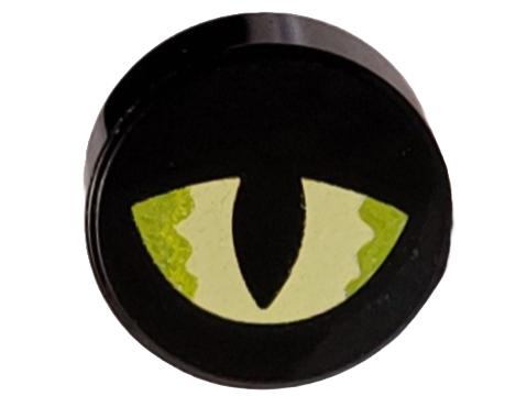 Tile, Round 1 x 1 with Yellowish Green and Lime Eye Partially Closed with Slit Pupil Pattern (Dungeons & Dragons Displacer Beast)