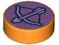 Tile, Round 1 x 1 with Lavender Bow and Arrow on Medium Lavender Background Pattern (Friends Archery Badge)