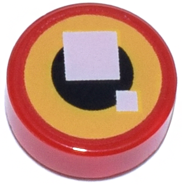 Tile, Round 1 x 1 with 2 White Squares on Black Circle with Yellow Border Pattern (BrickHeadz Sith Eye)