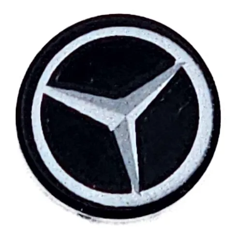 Tile, Round 1 x 1 with Dark Silver and Silver Mercedes-Benz Logo Pattern