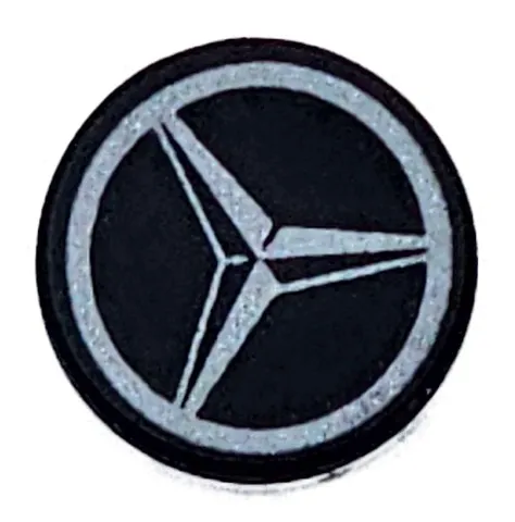 Tile, Round 1 x 1 with Dark Silver Mercedes-Benz Logo Pattern