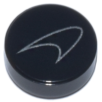 Tile, Round 1 x 1 with Silver McLaren Logo Pattern