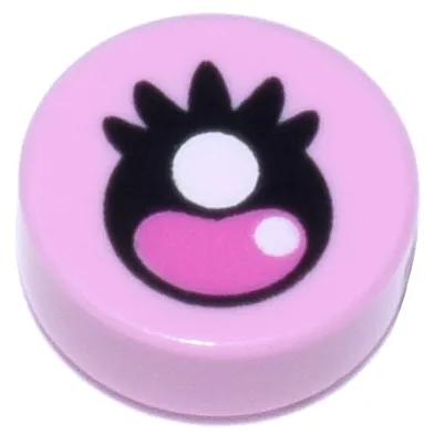 Tile, Round 1 x 1 with Black and Dark Pink Eye with Eyelashes and White Highlights Pattern