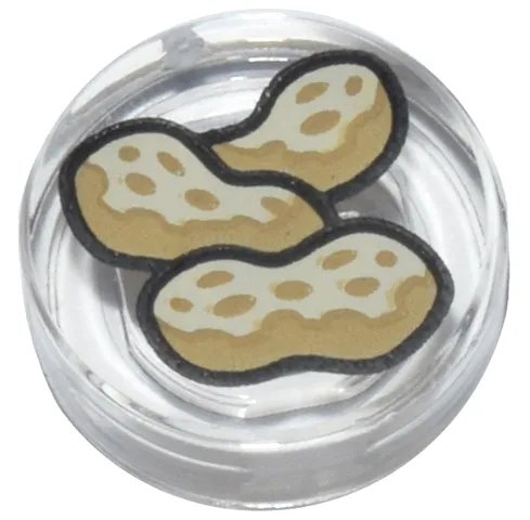 Tile, Round 1 x 1 with 3 Tan and Dark Tan Peanuts Pattern