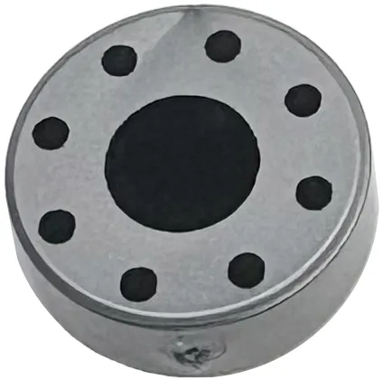 Tile, Round 1 x 1 with Black Center Circle and 8 Dots Pattern