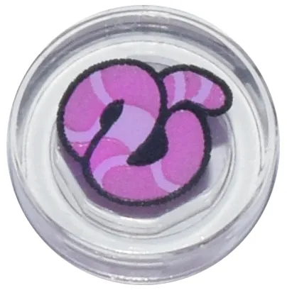 Tile, Round 1 x 1 with Bright Pink and Dark Pink Worm, Black Outline Pattern