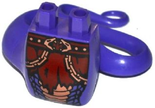 Lower Body, Serpent with Molded Flexible Rubber (Same Color) Tail and Printed Dark Red Tattered Loincloth and Copper Scales, Chains and Snake Heads Pattern