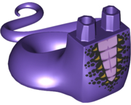 Lower Body, Serpent with Molded Flexible Rubber (Same Color) Tail and Printed Black Scales with Gold Spikes Pattern