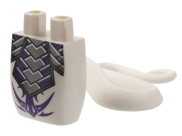 Lower Body, Serpent with Molded Flexible Rubber (Same Color) Tail and Printed Pearl Dark Gray Armor Plates, Dark Purple Trim and Tattoo Pattern