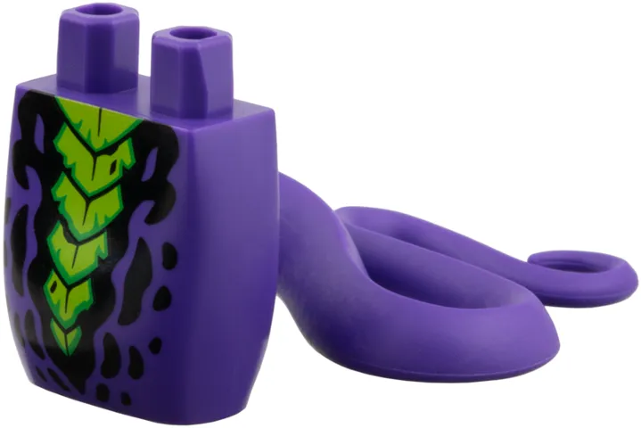 Lower Body, Serpent with Molded Flexible Rubber (Same Color) Tail and Printed Lime Scales, Bright Green Trim, Black Spots Pattern