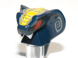 Minifigure, Head, Modified Snake with Fangs, Red Eyes and Yellow and Dark Bluish Gray Scales Pattern (Slithraa)